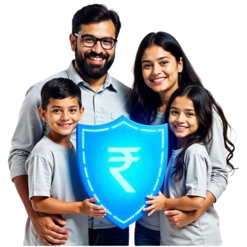 Happy Indian family with financial security